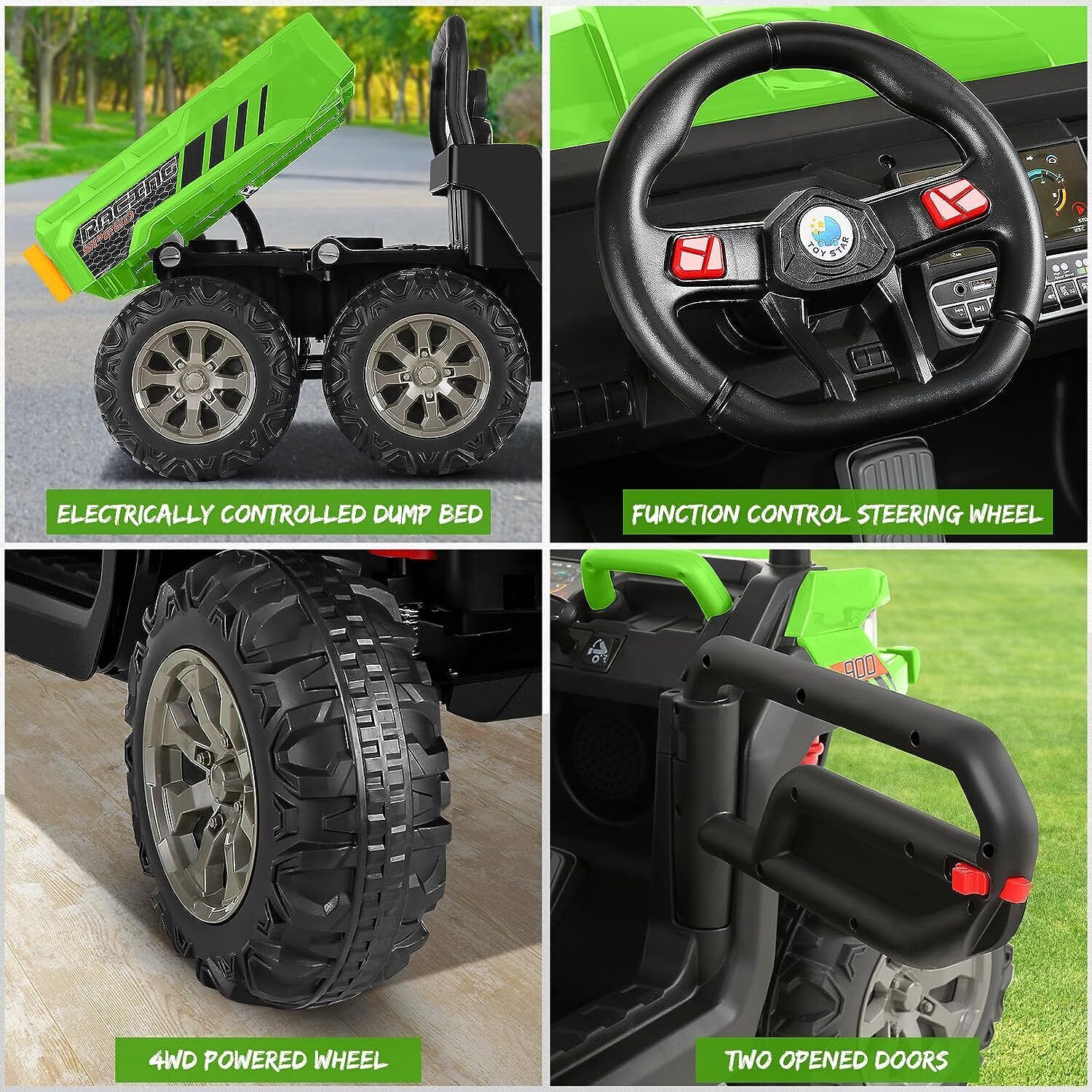 2-Seater Electric Truck Tractor with Dump Bed and Remote Control for Kids (24V)