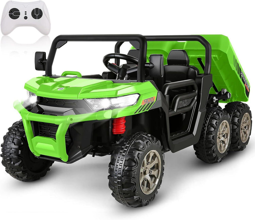 2 Seater 24V Dump Truck Ride On Car with Electric Dump Bed & Shovel - Remote Controlled