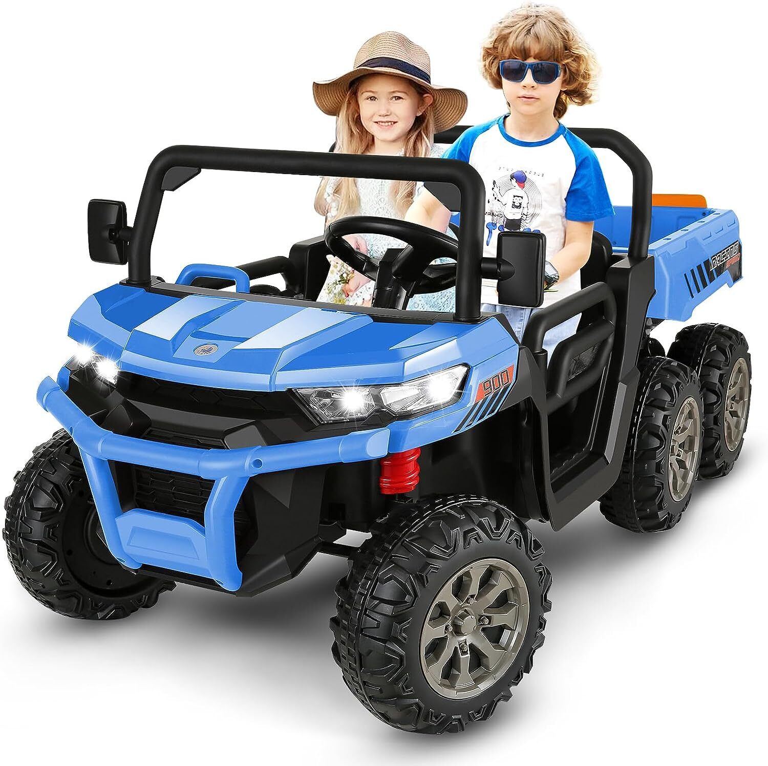 2 Seater 24V Dump Truck Ride On Car with Electric Dump Bed & Shovel - Remote Controlled