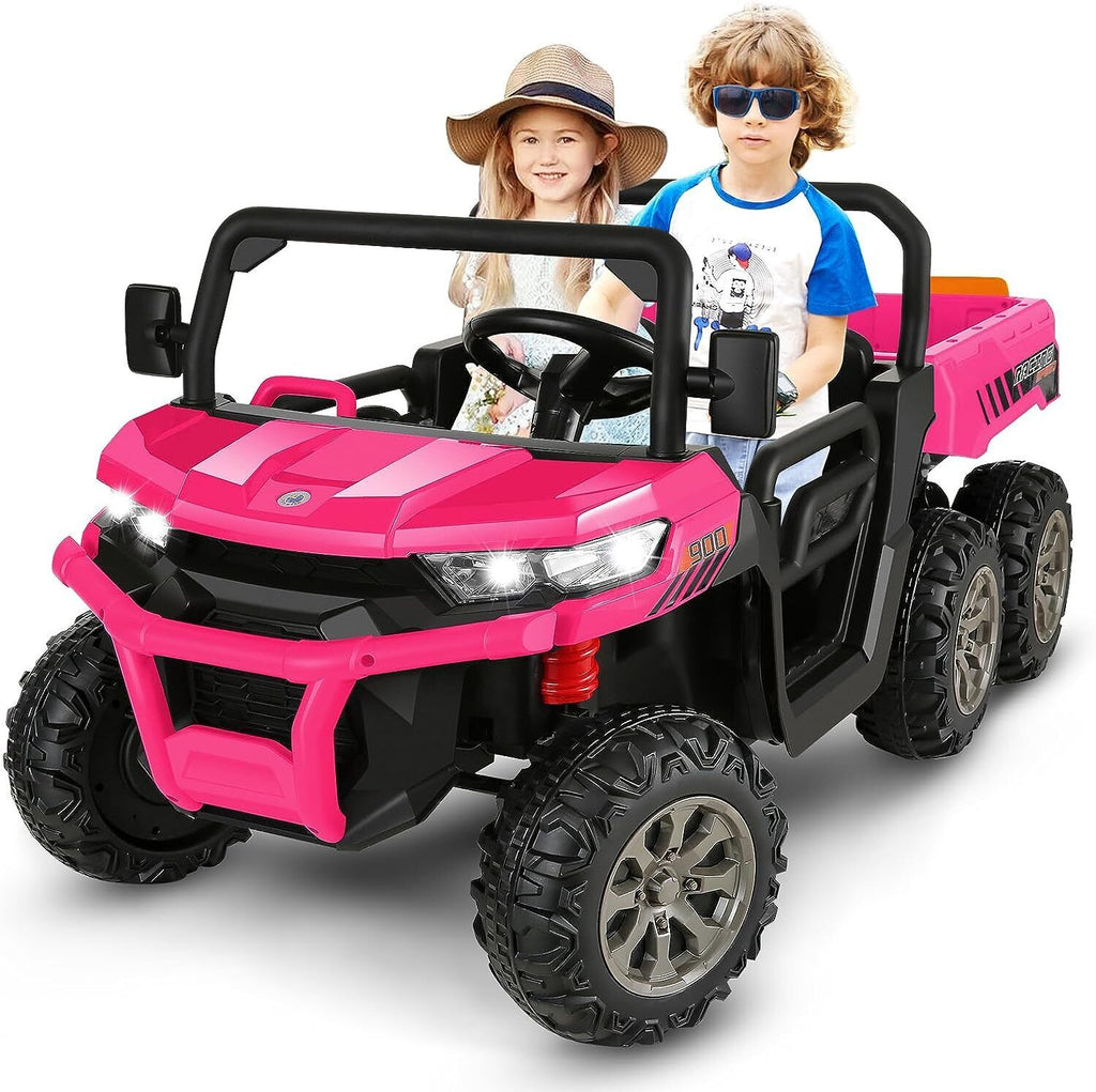 2 Seater 24V Dump Truck Ride On Car with Electric Dump Bed & Shovel - Remote Control Included