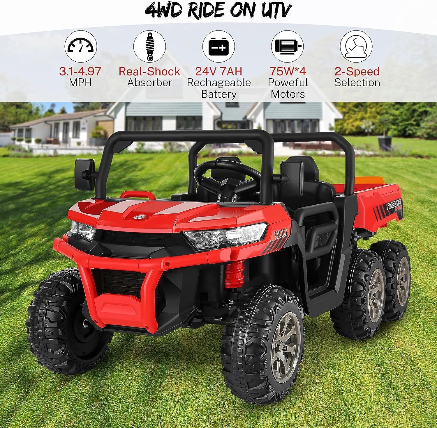 2-Seater Electric Ride-On Truck with Dump Bed and Remote Control - 24V