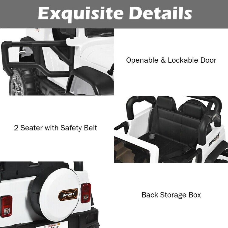 2-Seater Electric Toy Truck Jeep for Kids with Remote Control - 12V Ride On Car
