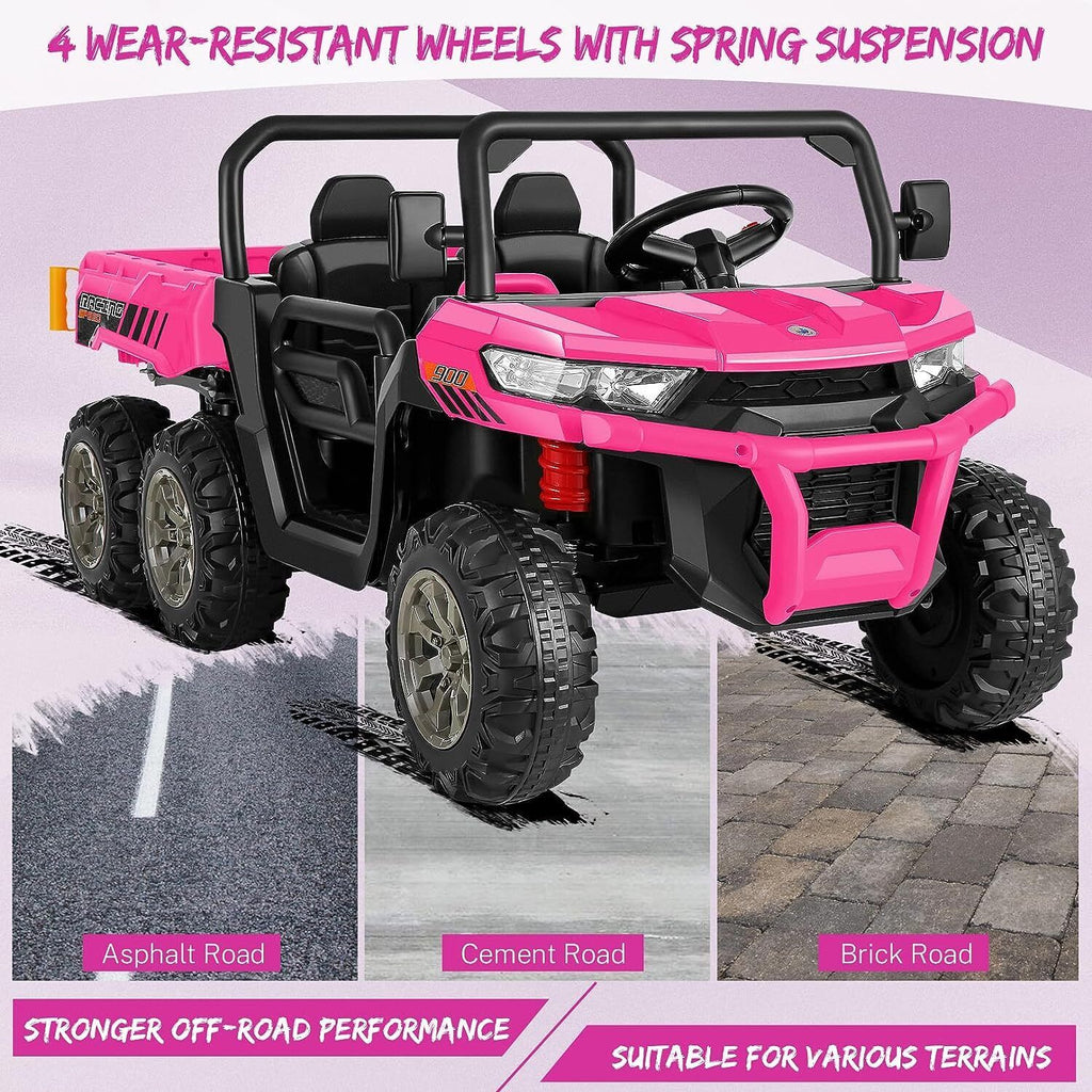 2-Seater Electric Truck Tractor with Dump Bed and Remote Control - 24V