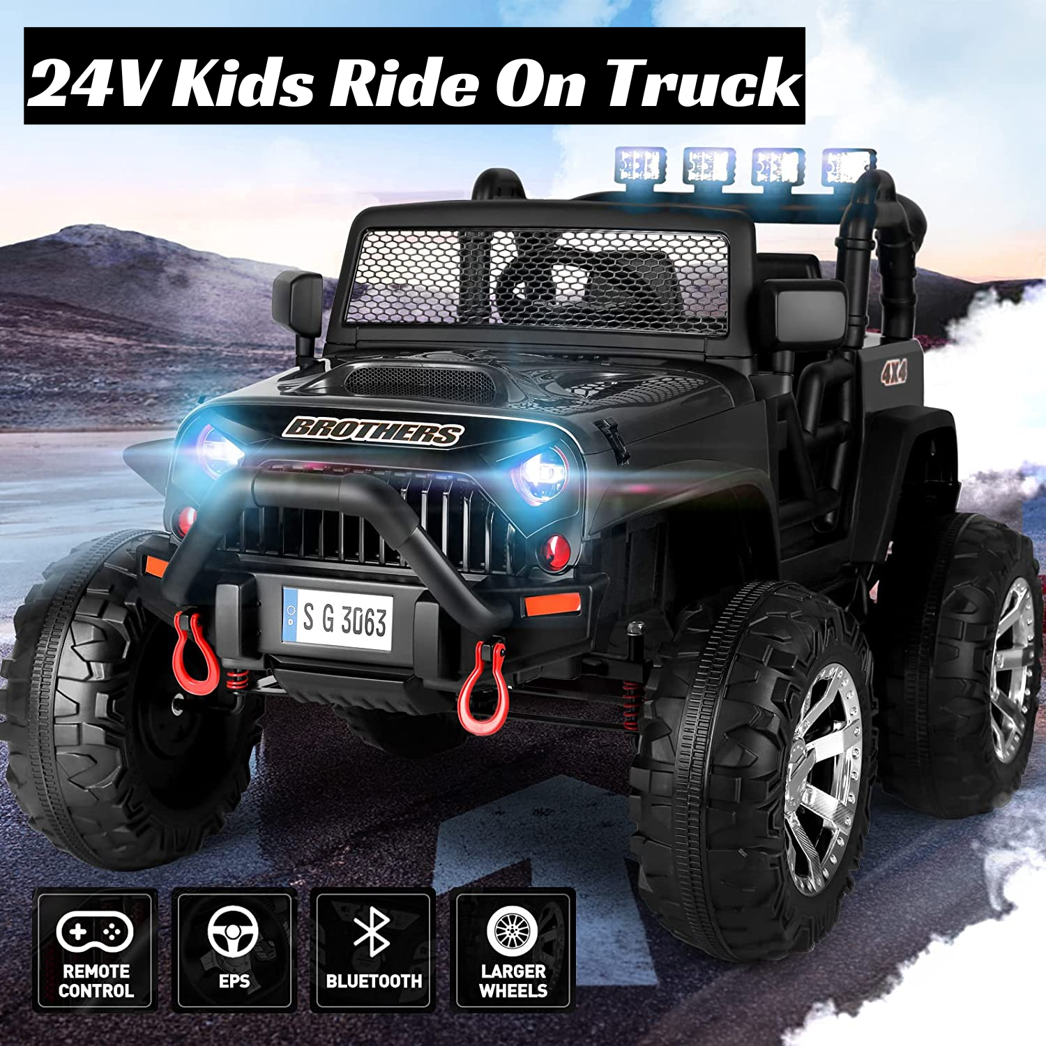 2-Seater Kids Ride On Truck with Remote Control and Dual 200W Motors