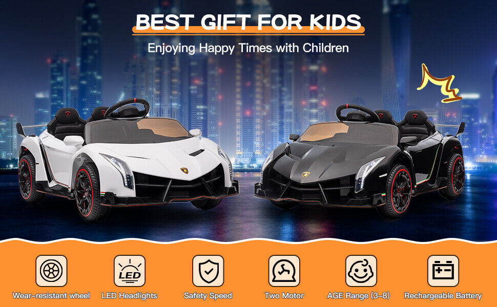 2 Seater Licensed Lamborghini Electric Ride On Car for Kids with Remote Control - 12V
