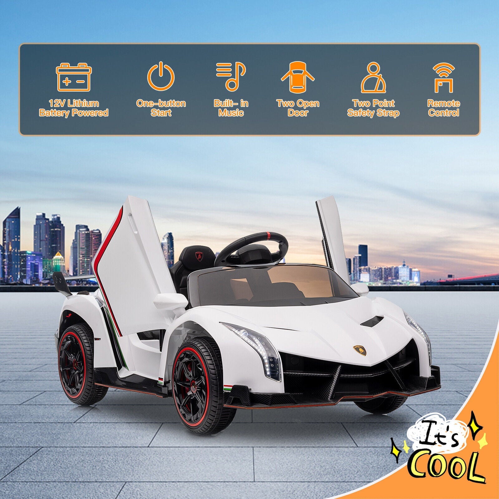 2-Seater Licensed Lamborghini Kids Ride On Car with Remote Control - 12V Electric Vehicle