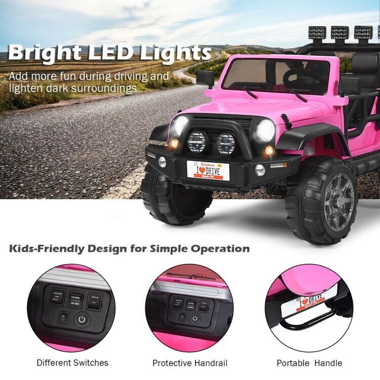 2-Seater Toddler Ride-On Truck with Remote Control and Lights - 12V Driving Toy Car