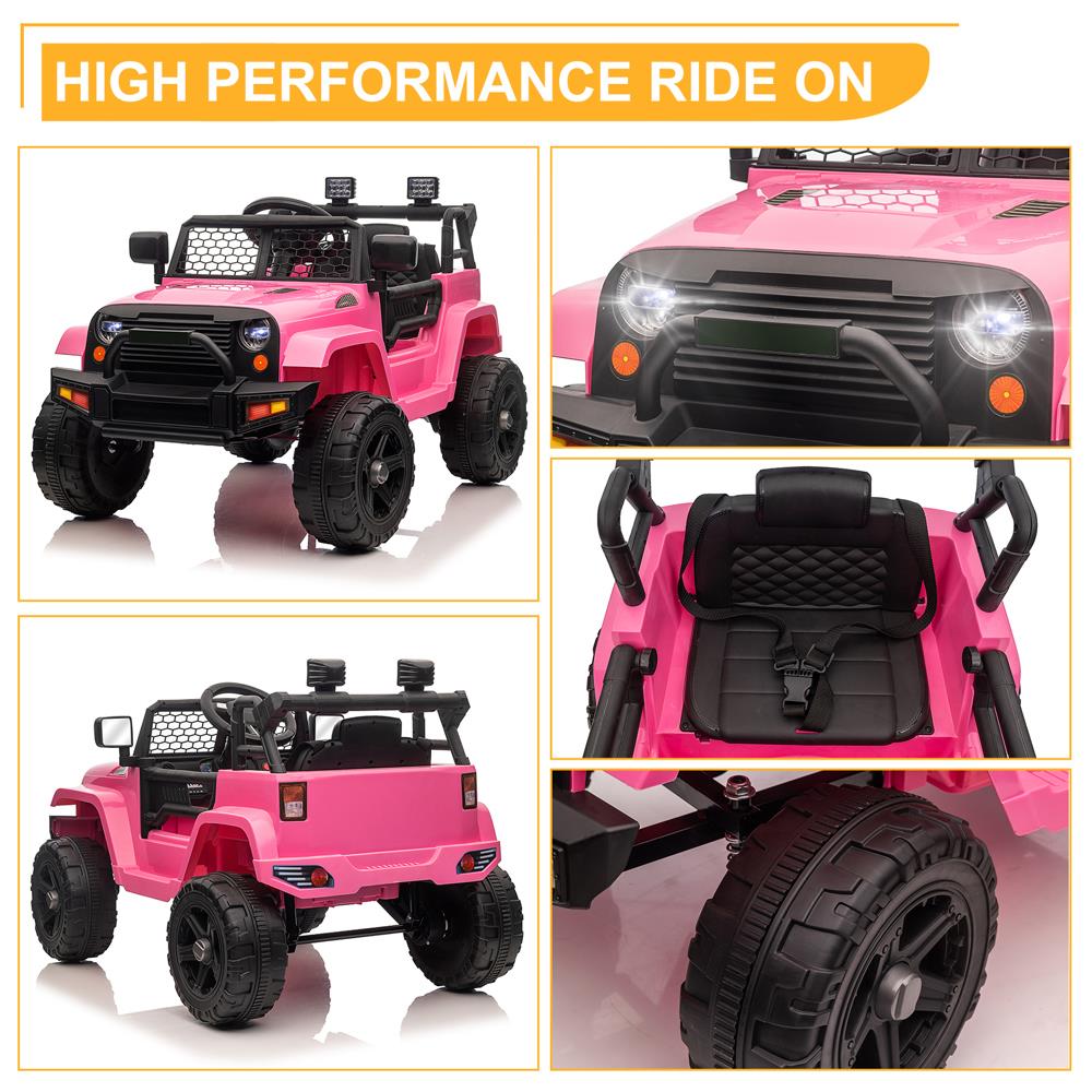 2.4G Remote Control Kids Ride On Car Truck with Light and Music - 12V, 2.8 mph Speed
