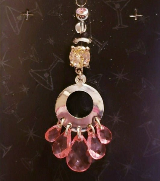 Multi-Crystal Oval Navel Dangle