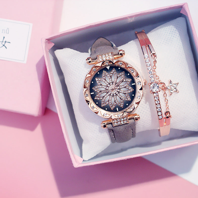 Women's Rotating Luxury Watch Set Casual Design