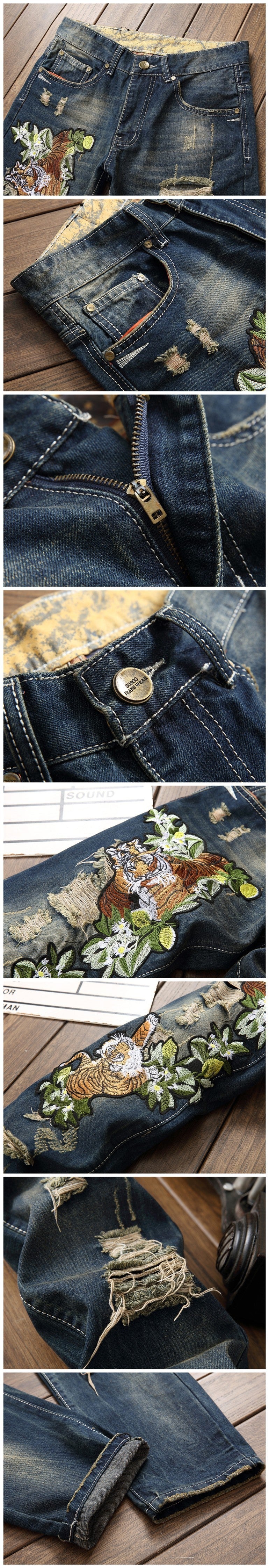 Ripped European And American Fashion Cool Trendy Straight Men's Pants