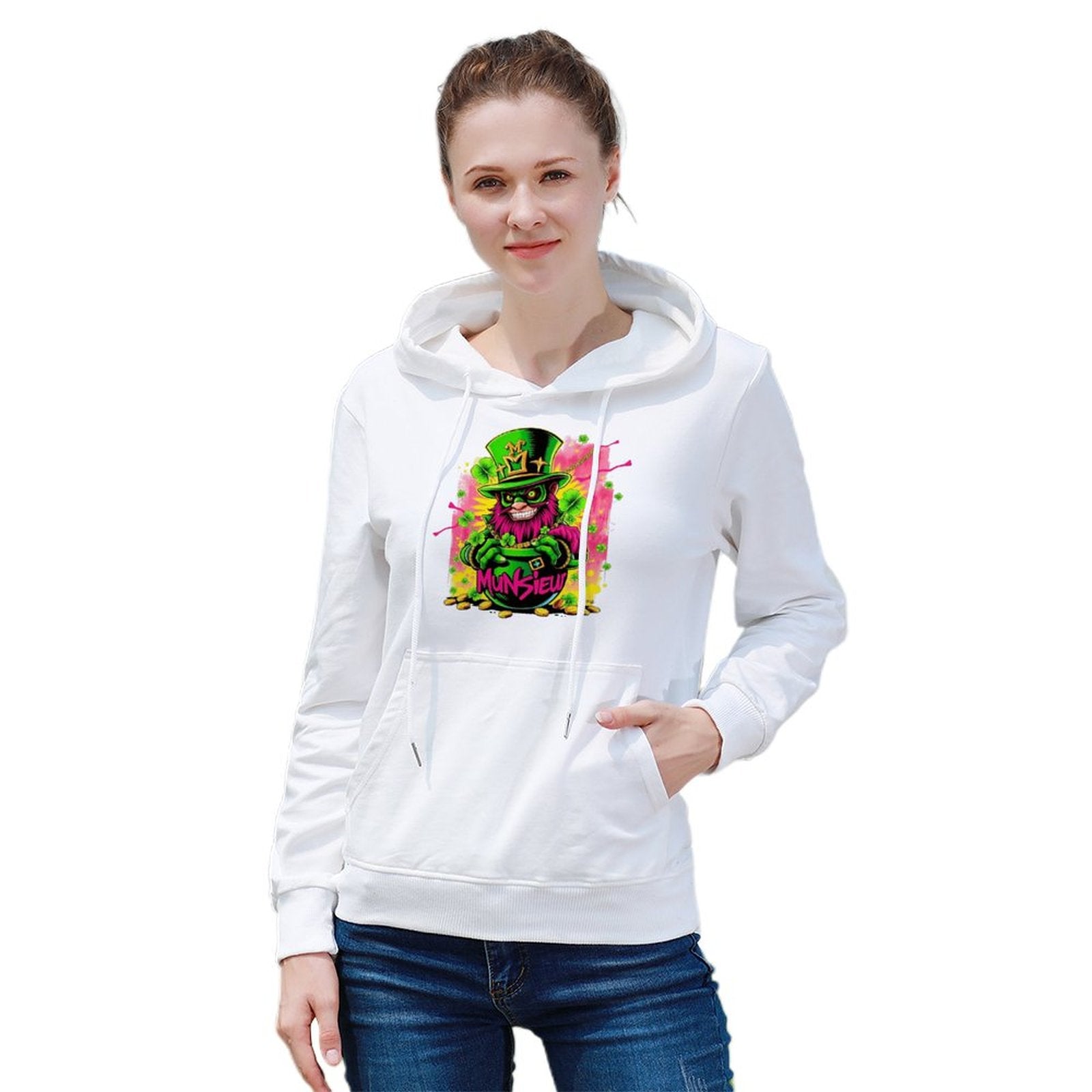 St. Patrick's Day Collection Cotton Munsieur Women's Irish Luck Sweater with Pocket