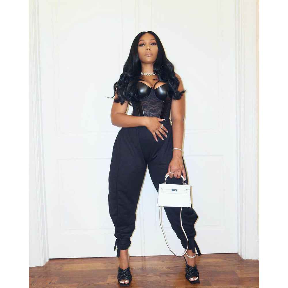Solid Color Lace-up Leggings Sweats