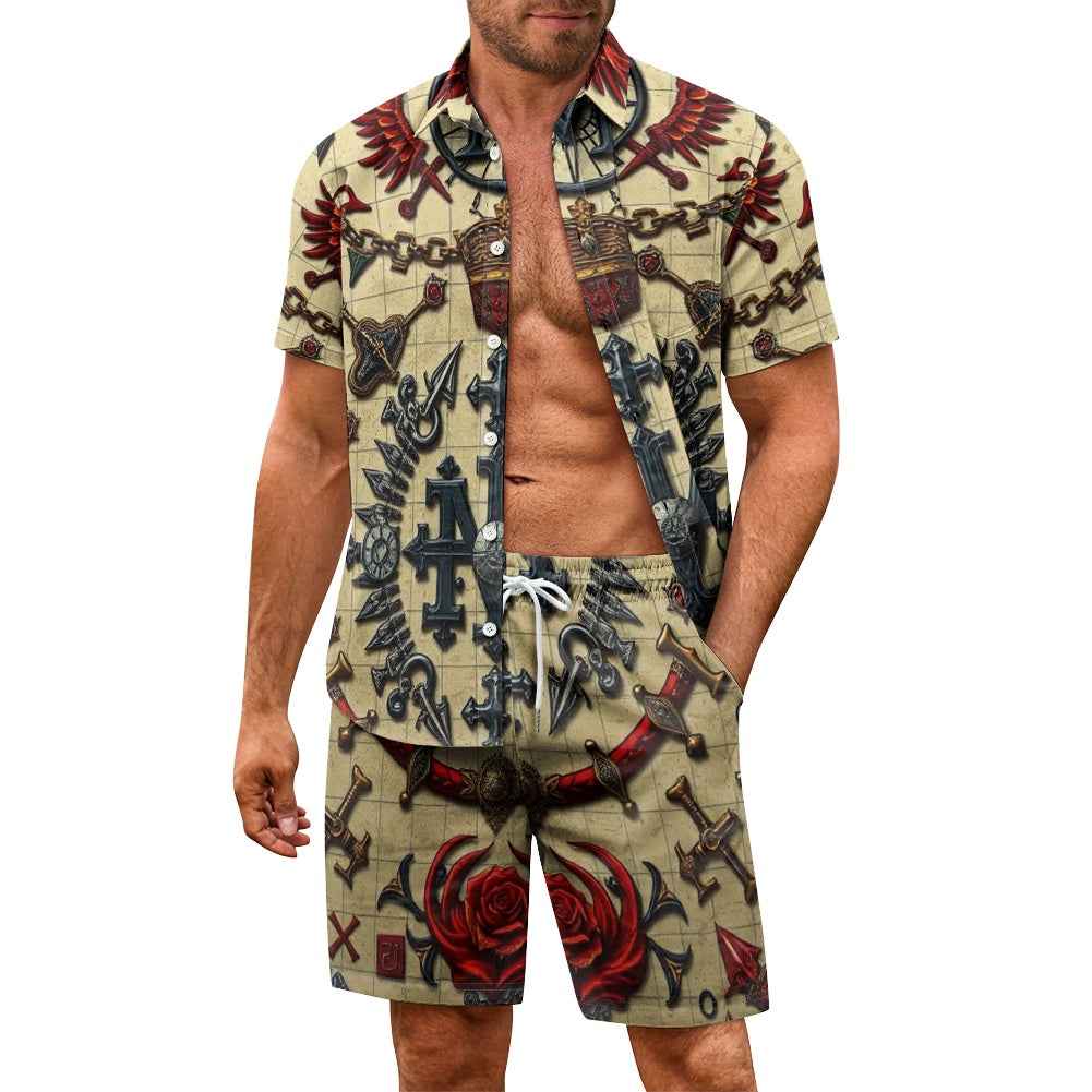 Men's Casual Set - Two Piece Shorts Outfit for Beach & Pool