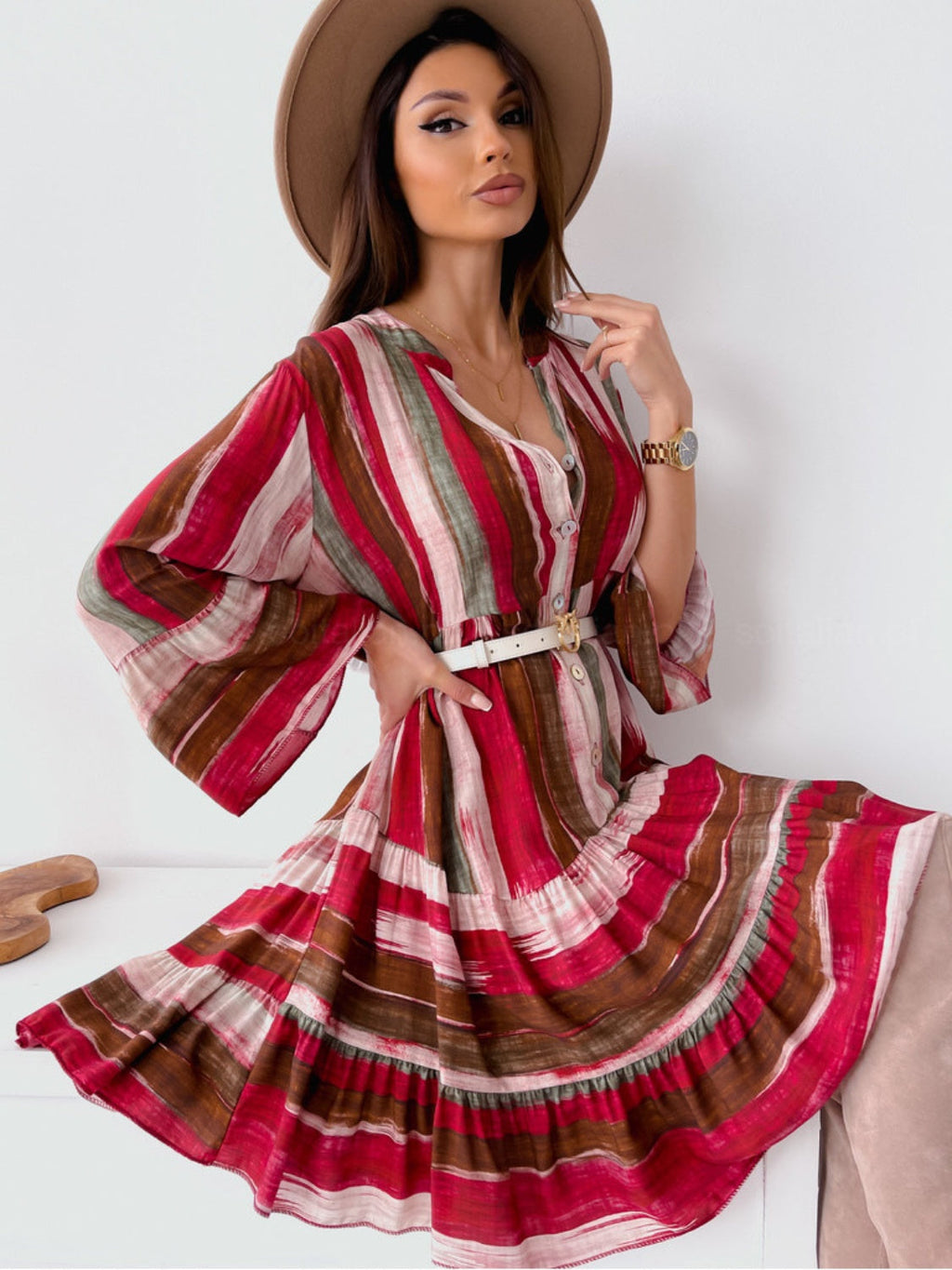 Women's Striped Long Sleeve Mini Dress