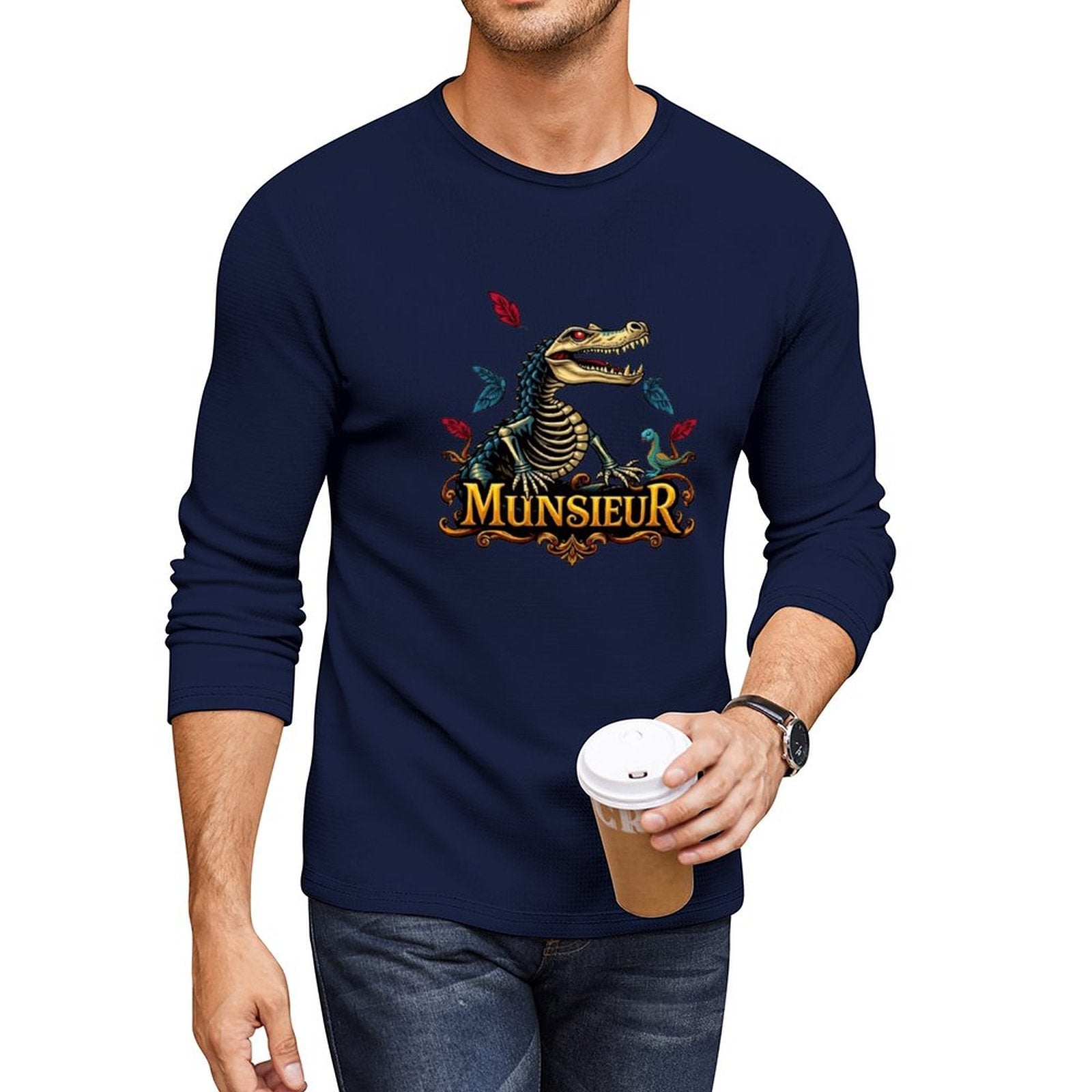 Munsieur Long Sleeve Tee for Men: Relaxed Fit with a Modern Edge