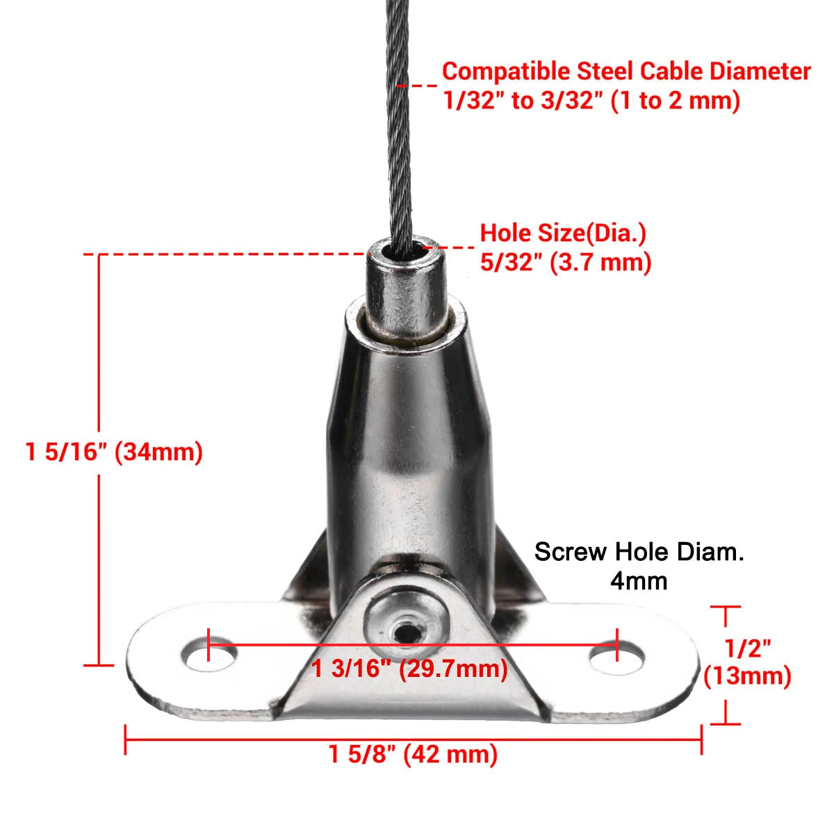 Yescom Adjustable Wire Gripper with Hinged Mount for 1-2mm Cable 20ct.
