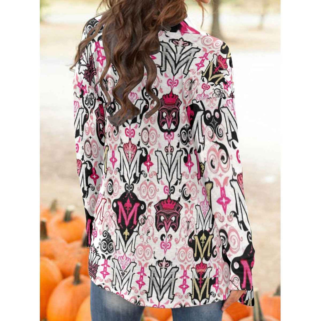 MUNSIEUR All-Over Print Women's Cardigan With Long Sleeve Sweater