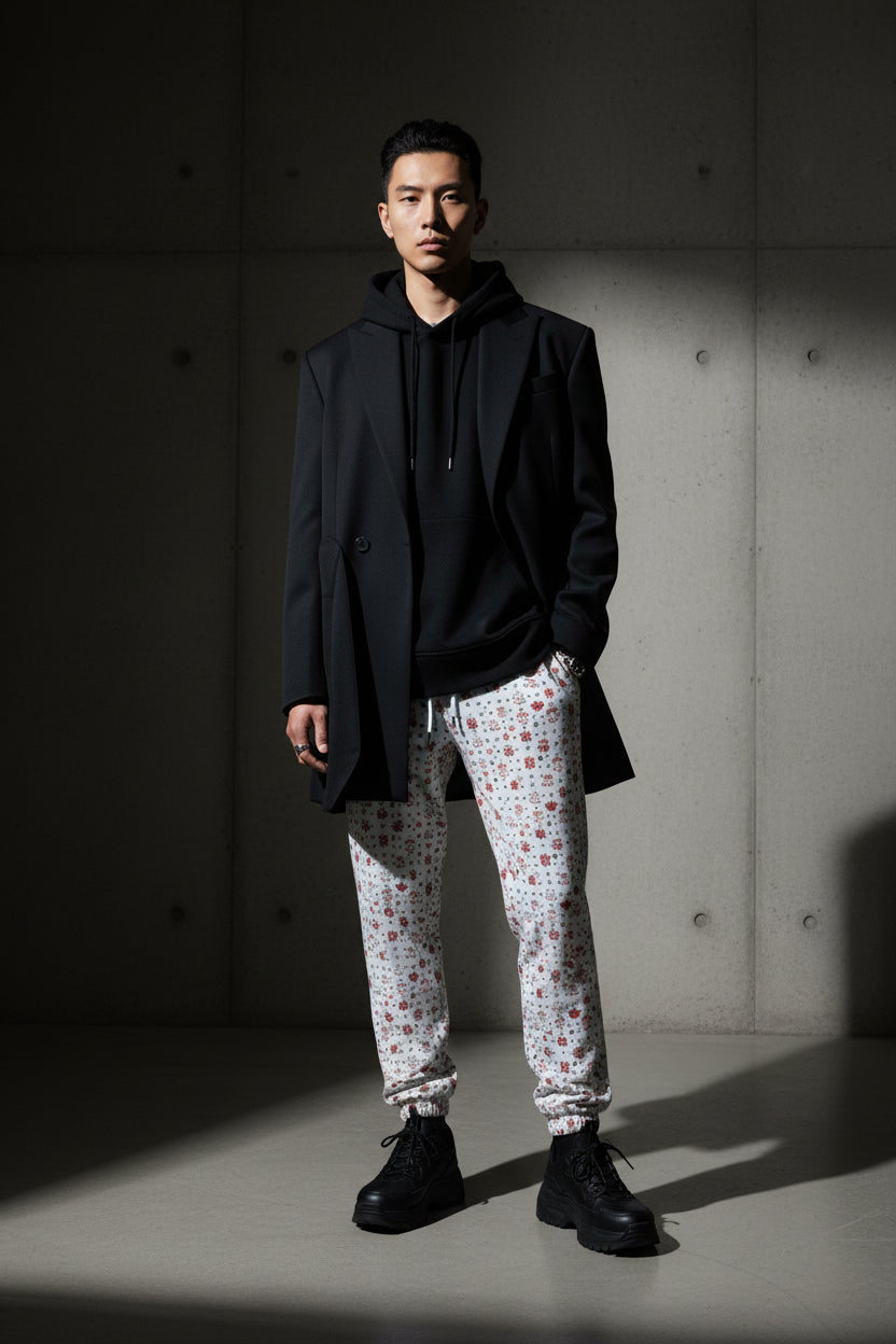 Men's Joggers MUNSIEUR All-Over Print Knitted Fleece "Lazy Boy's"
