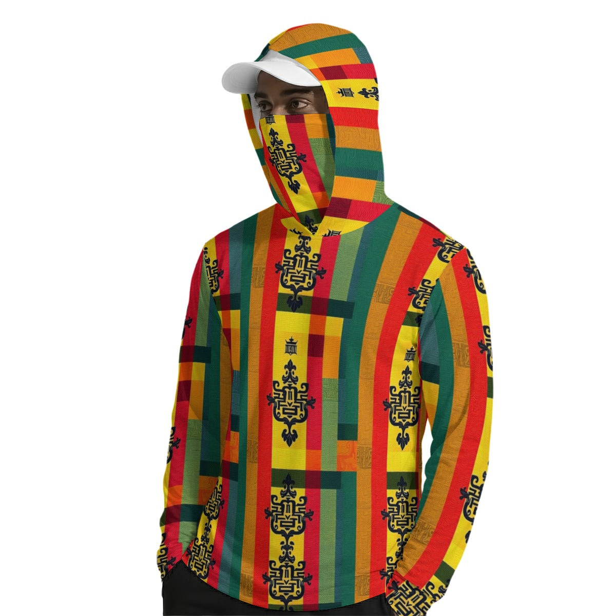 Hoodie with Face Cover and Thumb Holes Juneteenth Collection