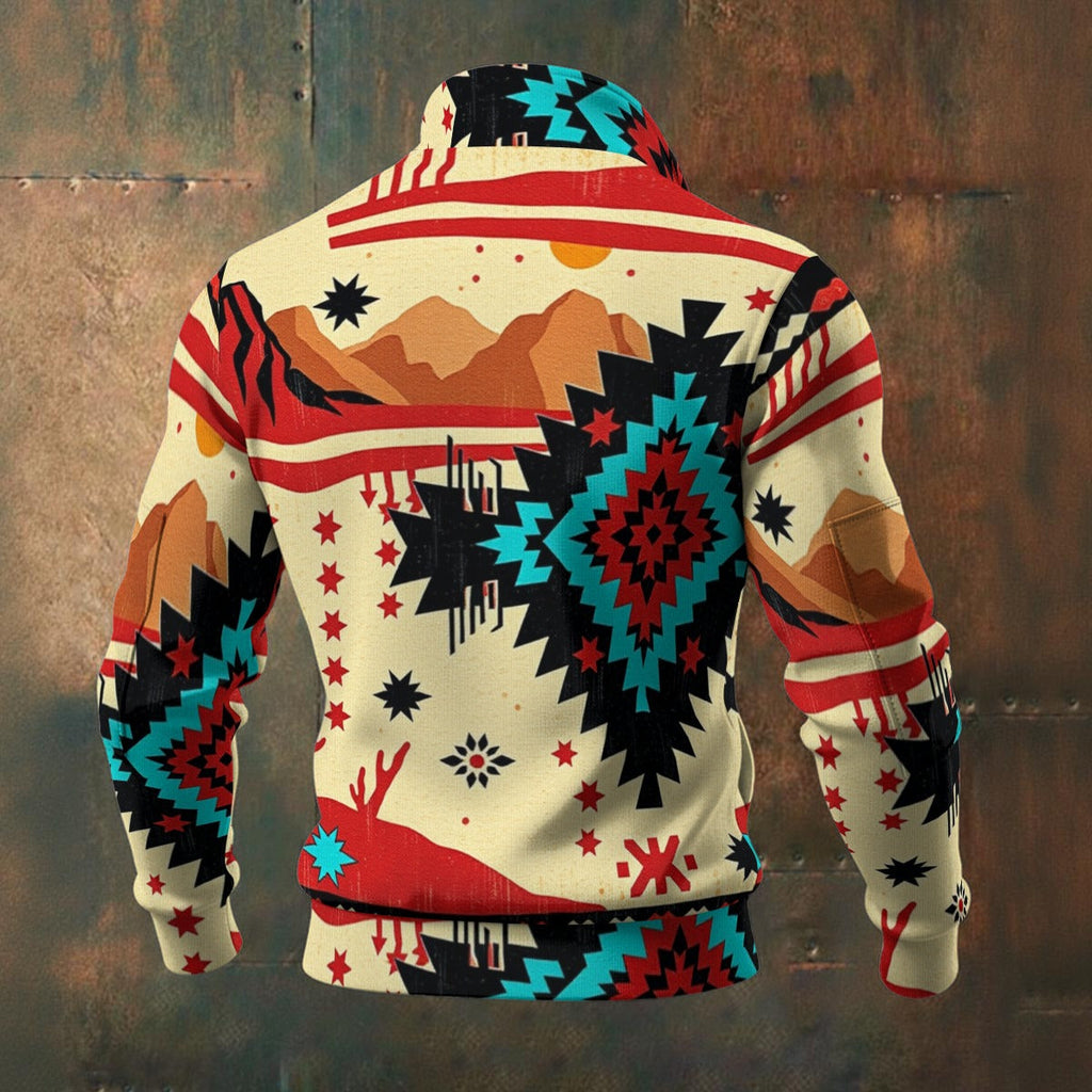 MUNSIEUR All-Over Print Men's Thick Knit Fleece Coat