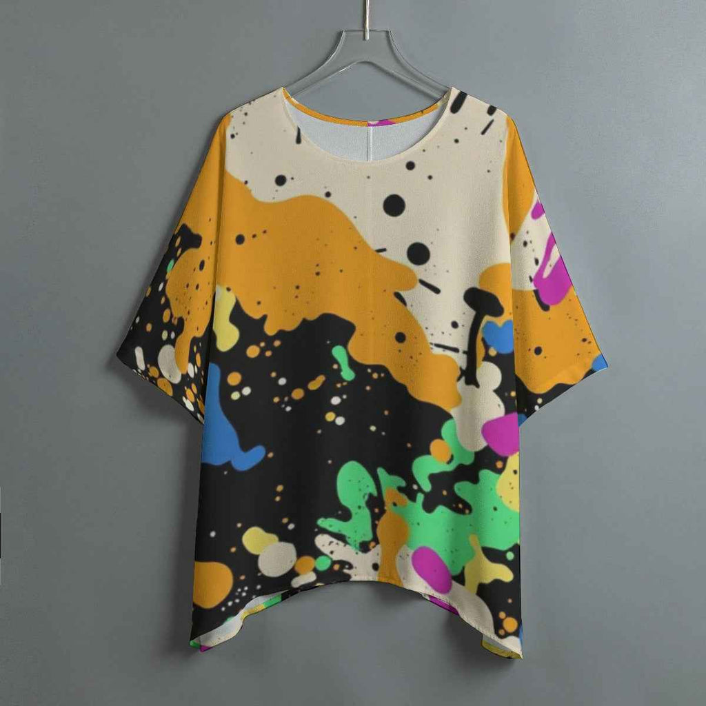 New Arrivals MUNSIEUR All-Over Print Women's Bat Sleeve Blouse
