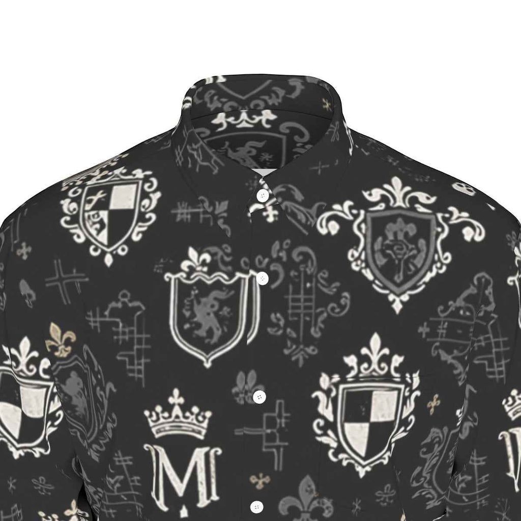 MUNSIEUR All-Over Print Men's Long Sleeve Tee - Premium Cotton Poplin