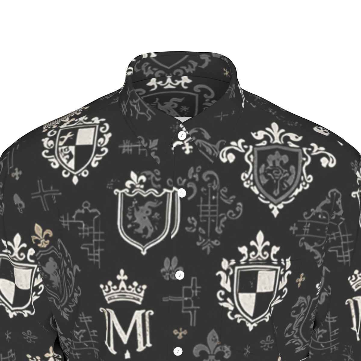 MUNSIEUR All-Over Print Men's Long Sleeve Tee - Premium Cotton Poplin