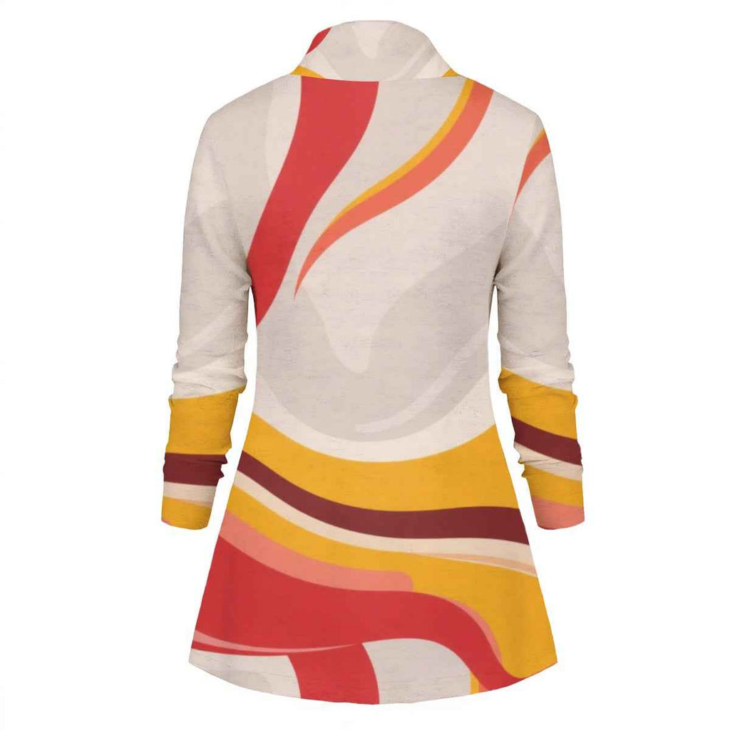 MUNSIEUR All-Over Print Women's Draped Long Sleeve Blouse