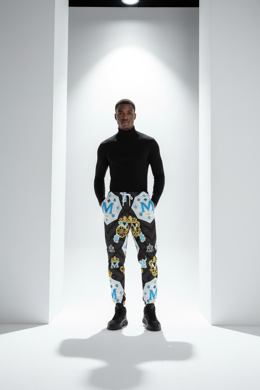 MUNSIEUR Men's All-Over Print Joggers Cotton