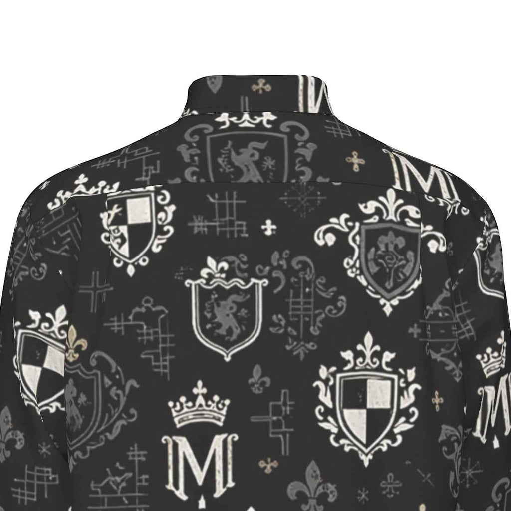 MUNSIEUR All-Over Print Men's Long Sleeve Tee - Premium Cotton Poplin
