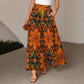 MUNSIEUR All-Over Print Women's Ruffled Wide-Leg Jeans