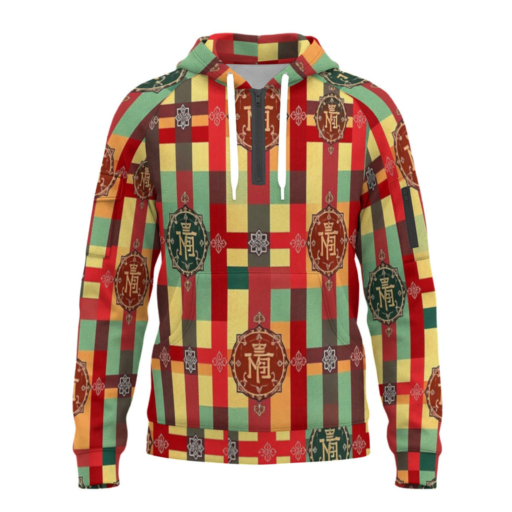 All-Over Print Men’s Fleece Half-Zip Hoodie With Pockets