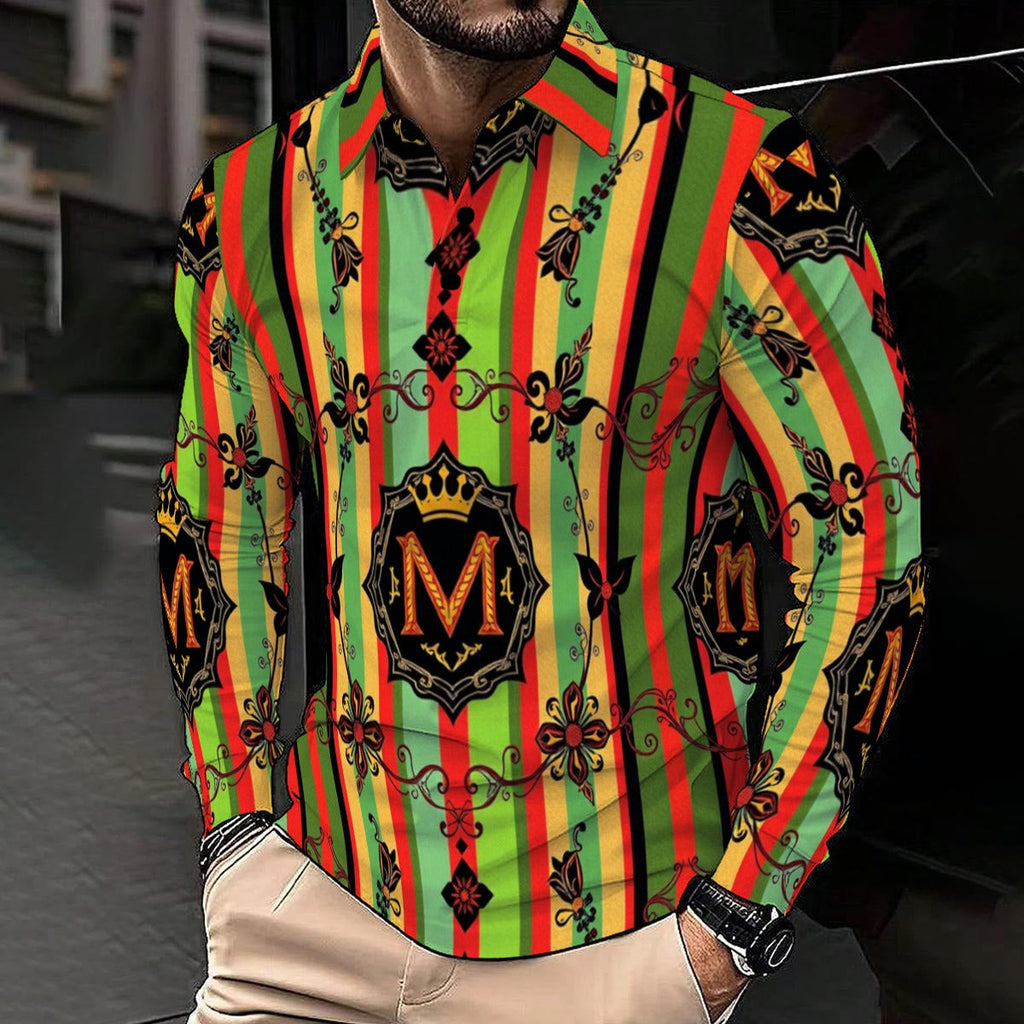 All-Over Print Men's Polo Long Sleeve Tee