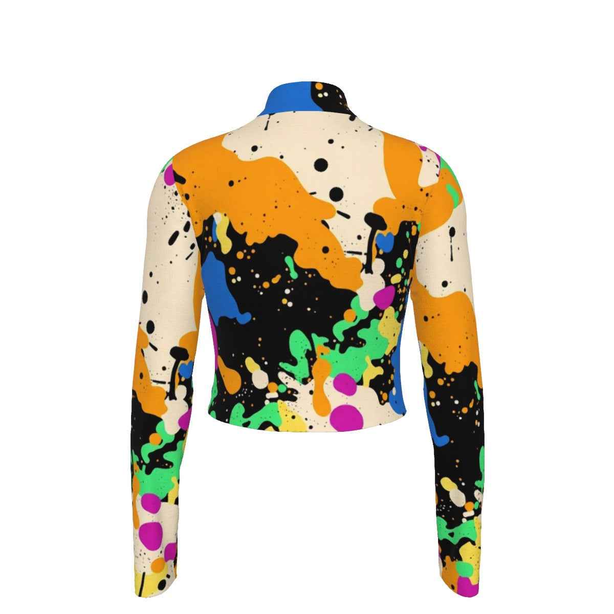 MUNSIEUR Eco-Friendly All-Over Print Women's Turtleneck T-shirt Long Sleeve