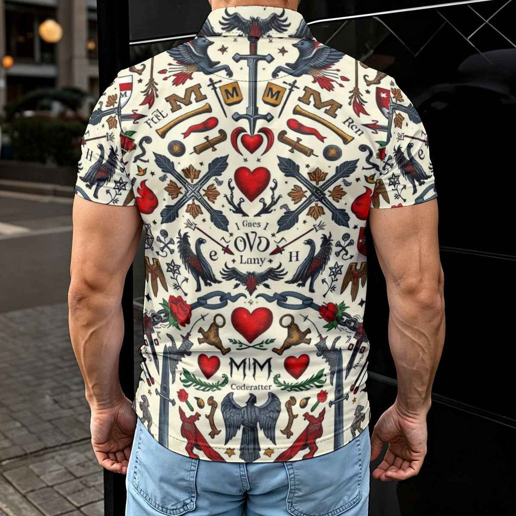 MUNSIEUR All-Over Print Men's Polo Tee