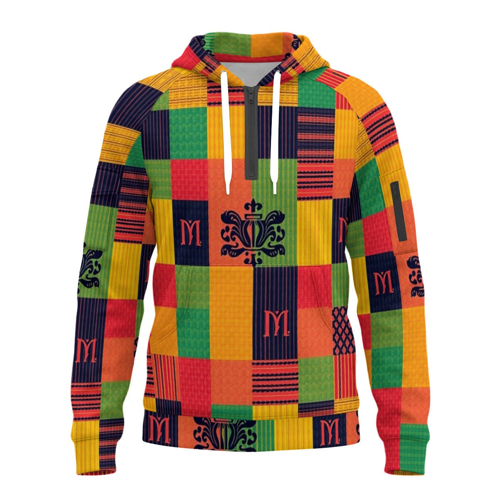 All-Over Print Men’s Fleece Half-Zip Hoodie With Arm Pockets by MUNSIEUR