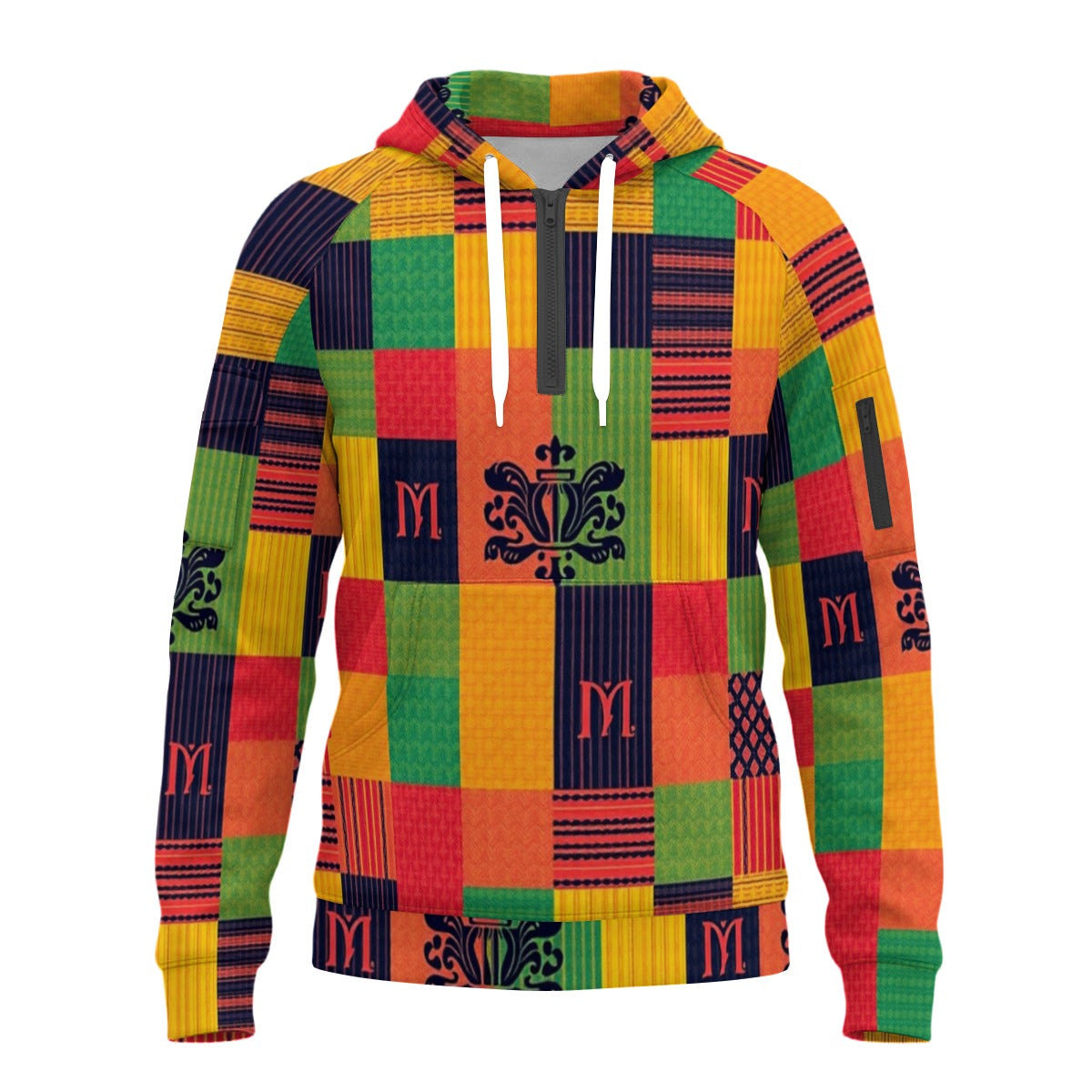 All-Over Print Men’s Fleece Half-Zip Hoodie With Arm Pockets by MUNSIEUR
