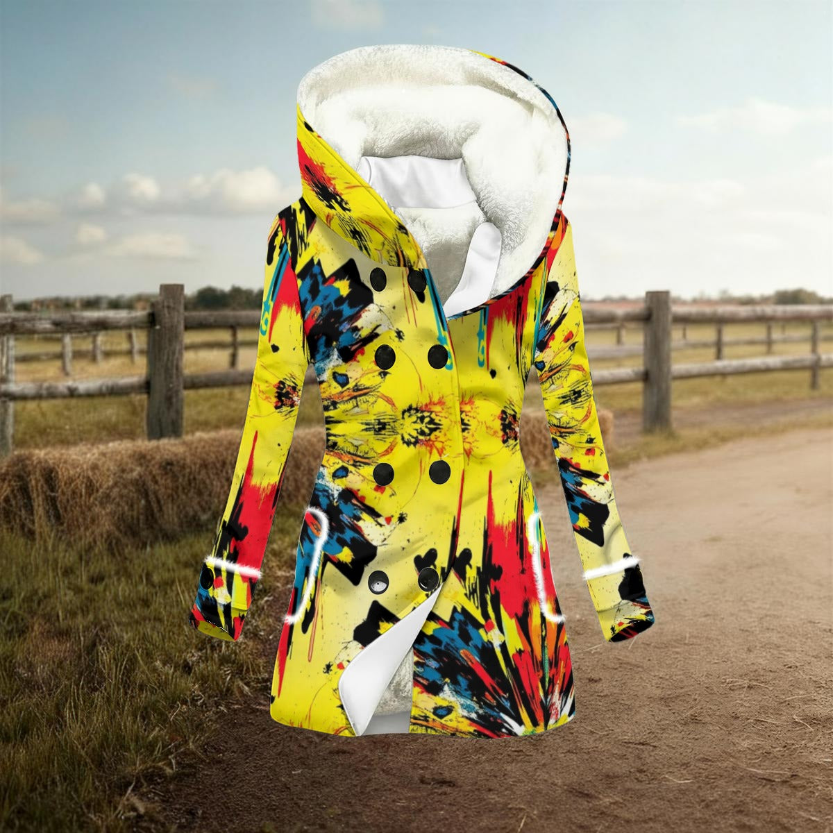 MUNSIEUR All-Over Print Women's Jacket With Fleece