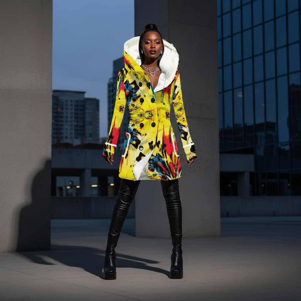 MUNSIEUR All-Over Print Women's Jacket With Fleece
