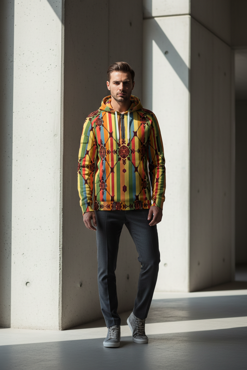 Men’s Fleece Half-Zip Hoodie With Arm Pockets