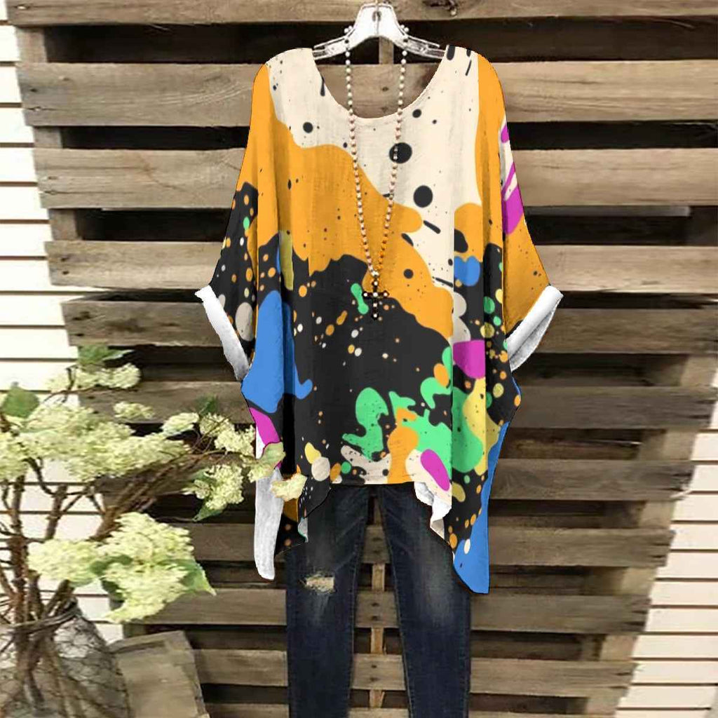 New Arrivals MUNSIEUR All-Over Print Women's Bat Sleeve Blouse