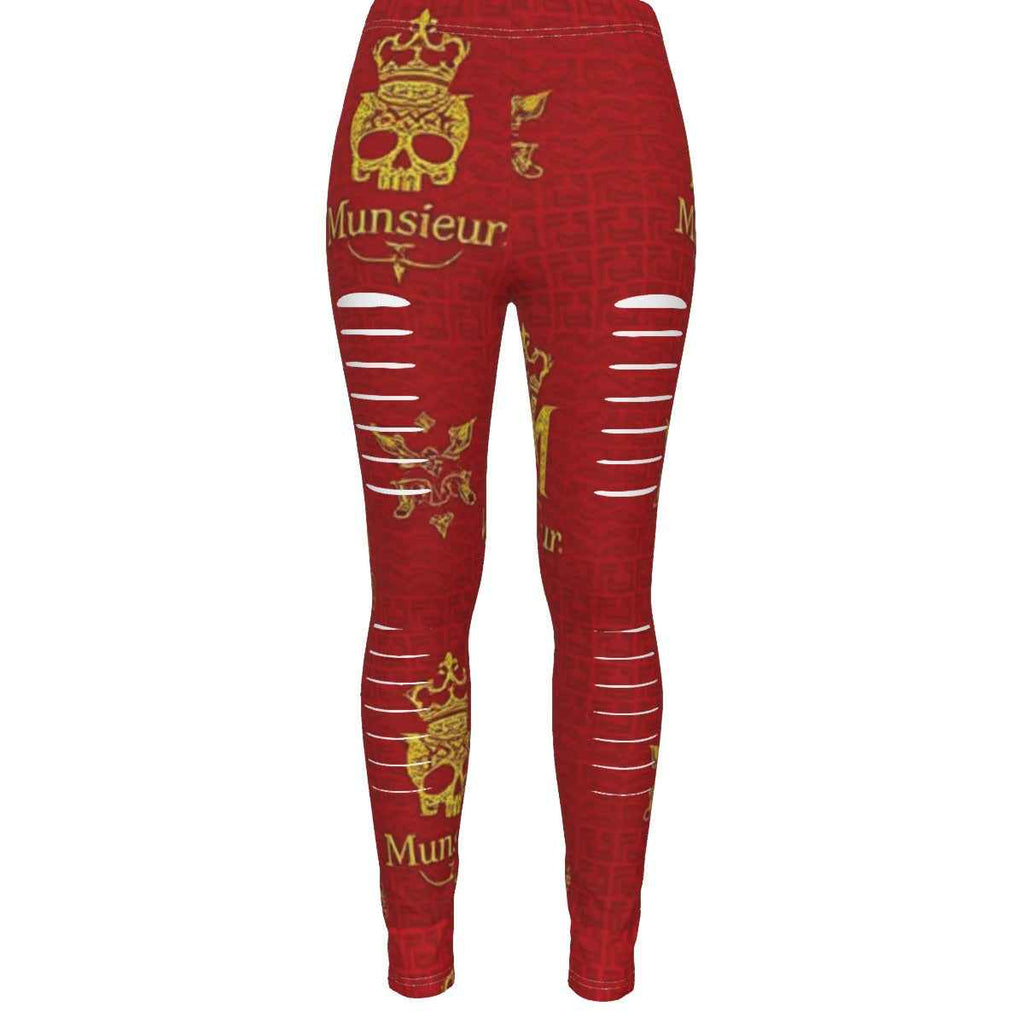 MUNSIEUR All-Over Print Women's Ripped Leggings