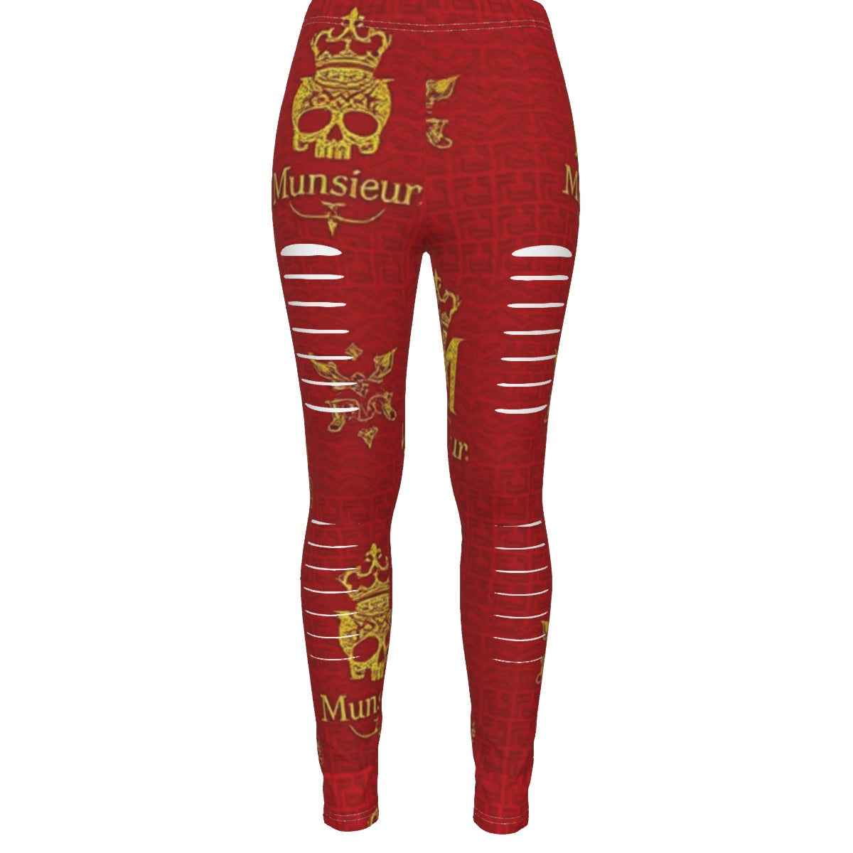 MUNSIEUR All-Over Print Women's Ripped Leggings