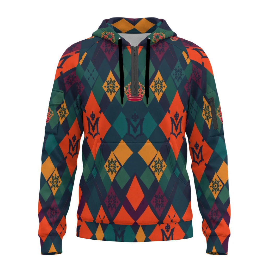 All-Over Print Men’s Fleece Half-Zip Hoodie With Arm Pockets
