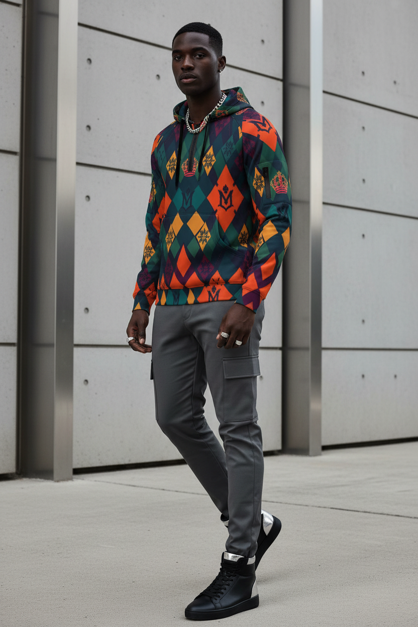 All-Over Print Men’s Fleece Half-Zip Hoodie With Arm Pockets