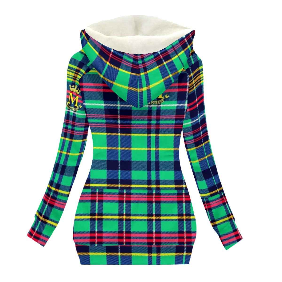 MUNSIEUR All-Over Print Women's Long Jacket With Fleece Lining — Multicolor