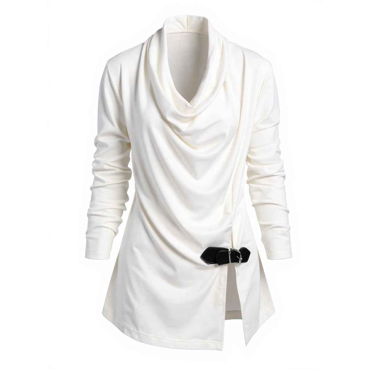 MUNSIEUR Basic Women's Draped Long Sleeve Blouse