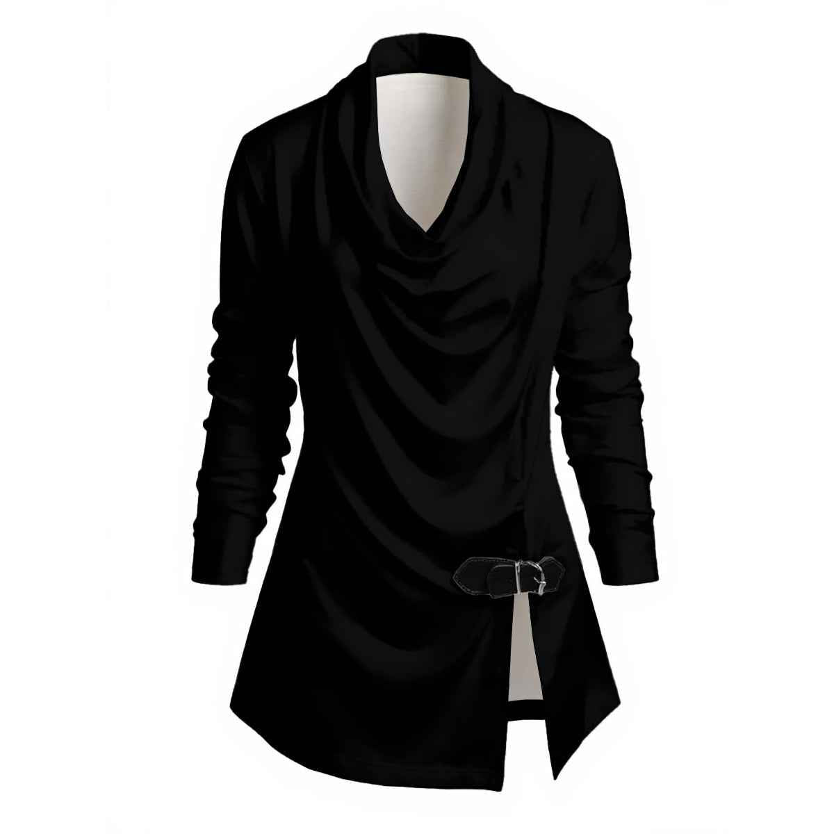 MUNSIEUR Basic Print Women's Draped Long Sleeve Blouse