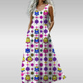 MUNSIEUR All-Over Print Women’s Sleeveless Maxi Light Weight Flowy Dress